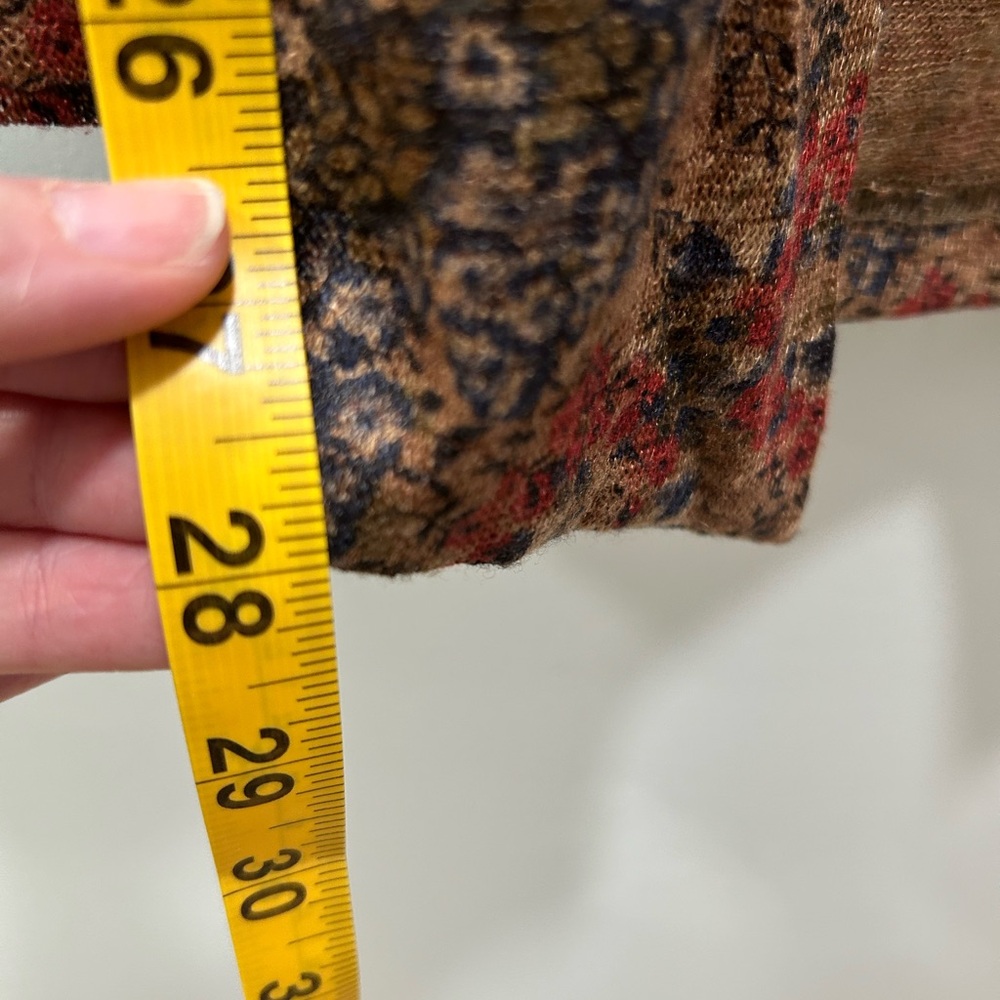 Angie Brown Floral Open Front Cardigan with Lace Details. Size Small - Picture 7 of 7